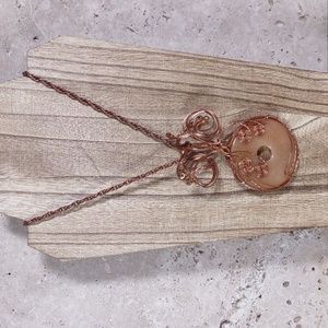Copper Wire Wrapped Stone Pendant